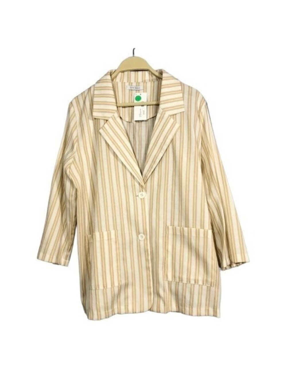 Lida Kate Blazer Jacket Suit Women Size L Vertical Stripe Pocket Workwear Office